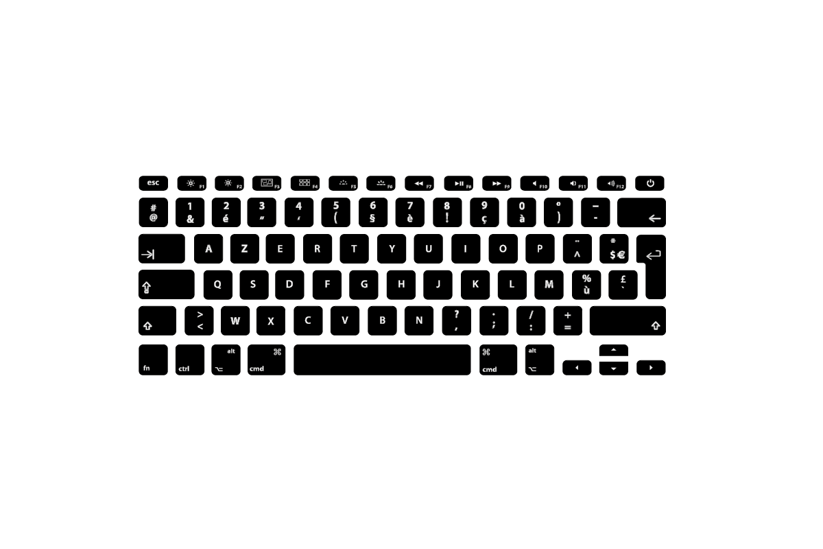 Protection Silicone conversion QWERTY => AZERTY Clavier US Noir